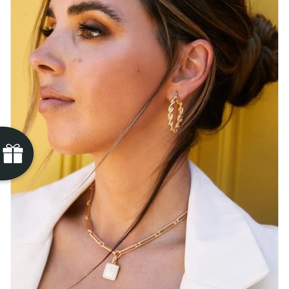 Luv Aj Gold Textured Drop Earrings